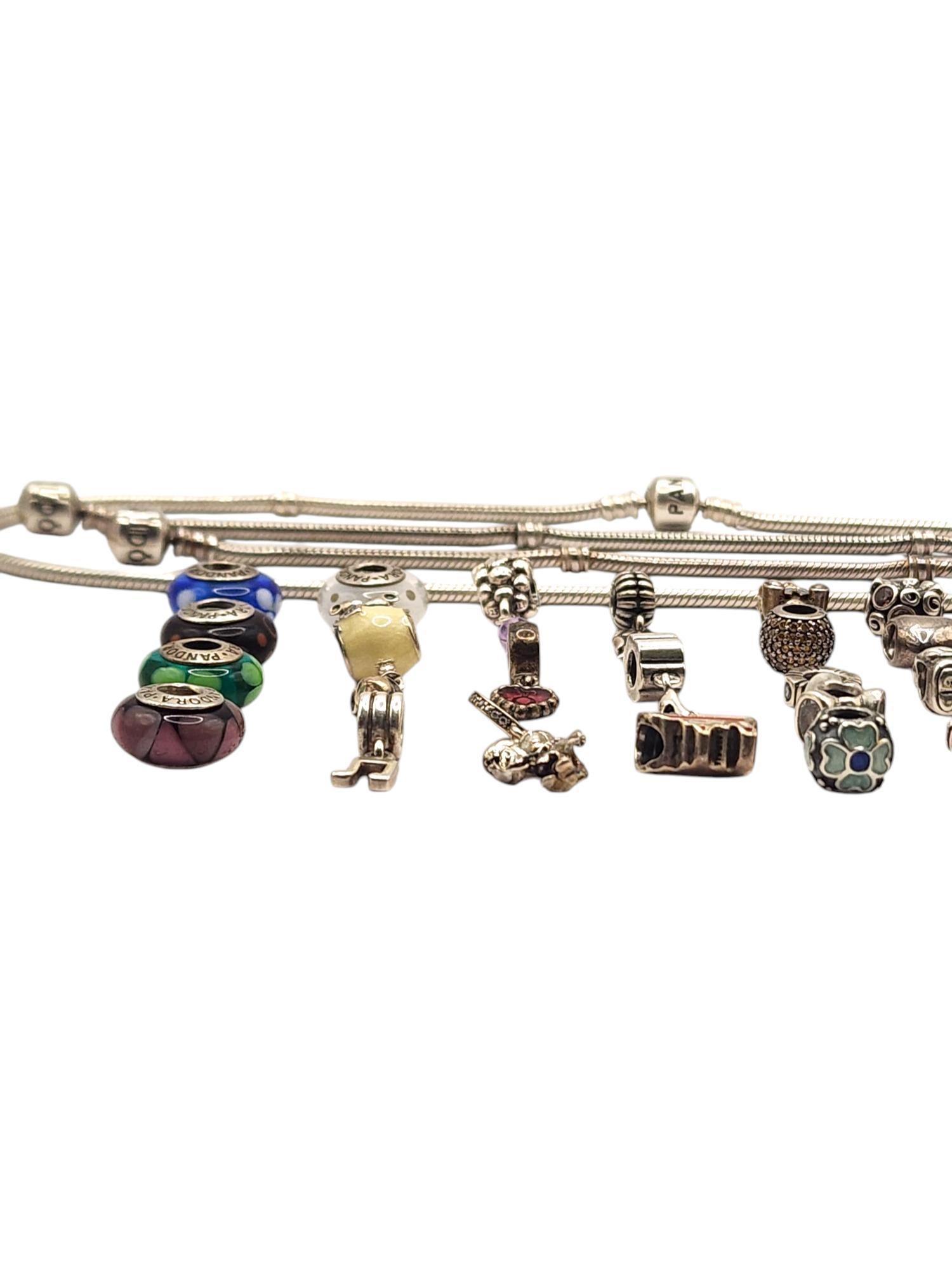 Authentic Pandora Lot of 40 Sterling Silver Charms, Bracelets, & Necklace #19889 For Sale 1
