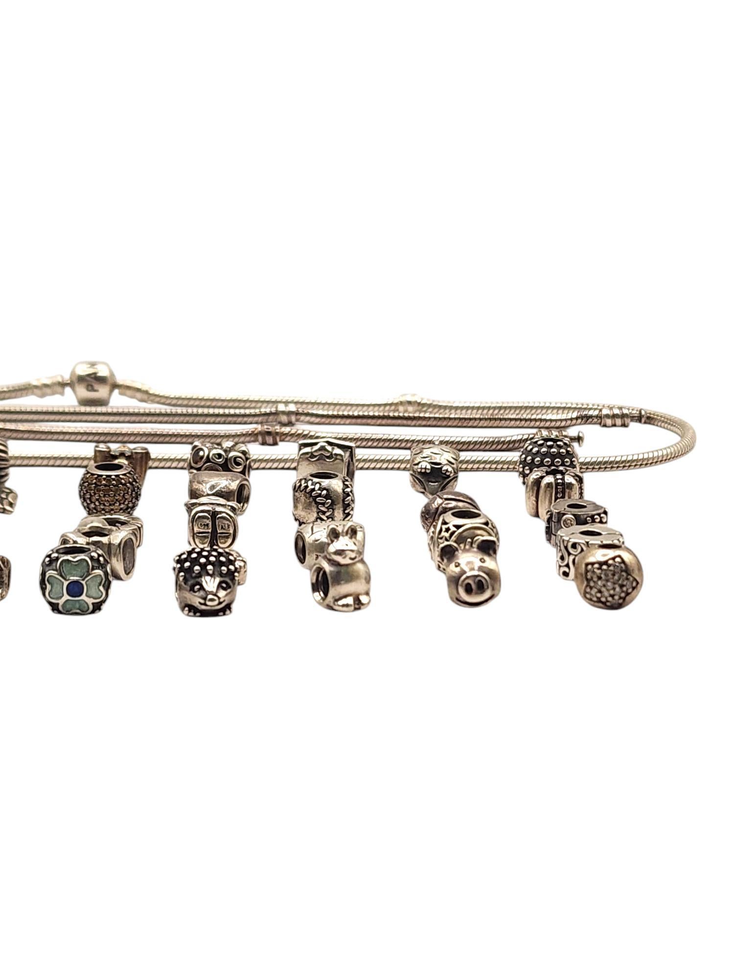 Authentic Pandora Lot of 40 Sterling Silver Charms, Bracelets, & Necklace #19889 For Sale 2