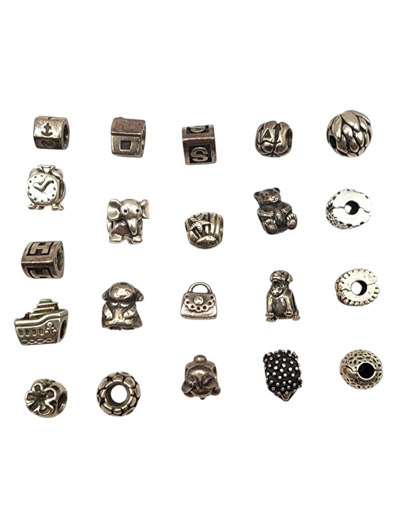 Women's Authentic Pandora Lot of 40 Sterling Silver Charms, Bracelets & Necklace #19891 For Sale