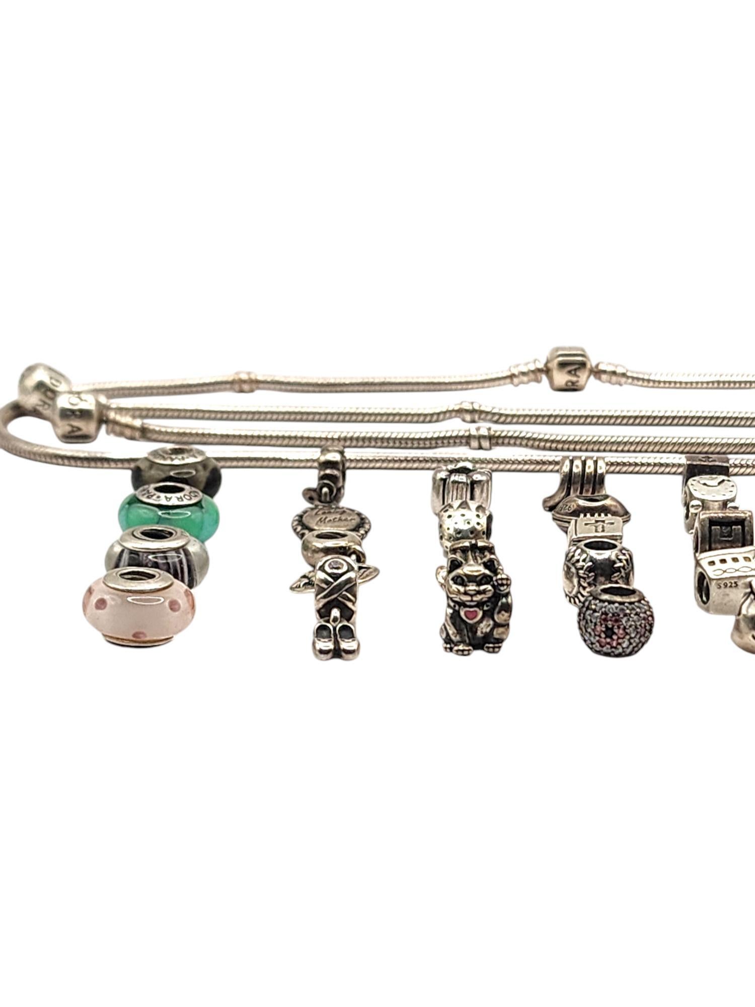 Authentic Pandora Lot of 40 Sterling Silver Charms, Bracelets & Necklace #19891 For Sale 1
