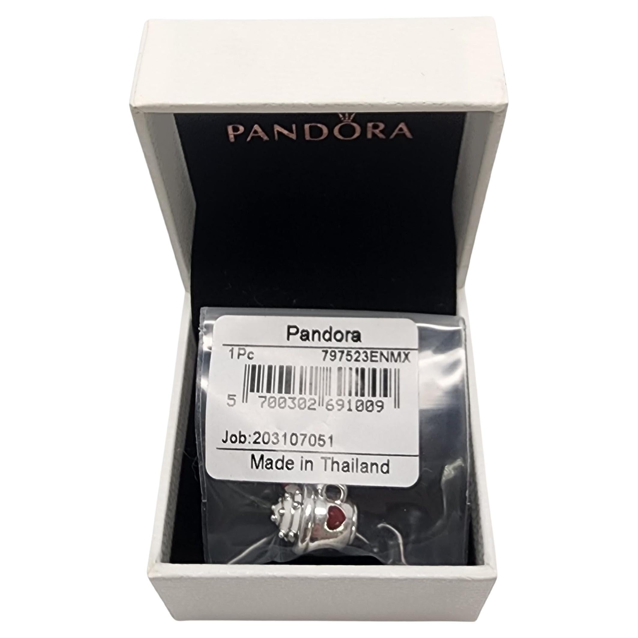 Authentic Pandora Sterling Silver Cocoa & Candy Cane Charm w/Box #15327