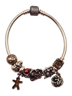 Authentic Pandora Sterling Silver Holiday Christmas Charm Bracelet #19921