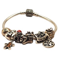 Authentic Pandora Sterling Silver Holiday Christmas Charm Bracelet #19921