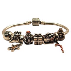 Authentic Pandora Sterling Silver Holiday Christmas Charm Bracelet #19922