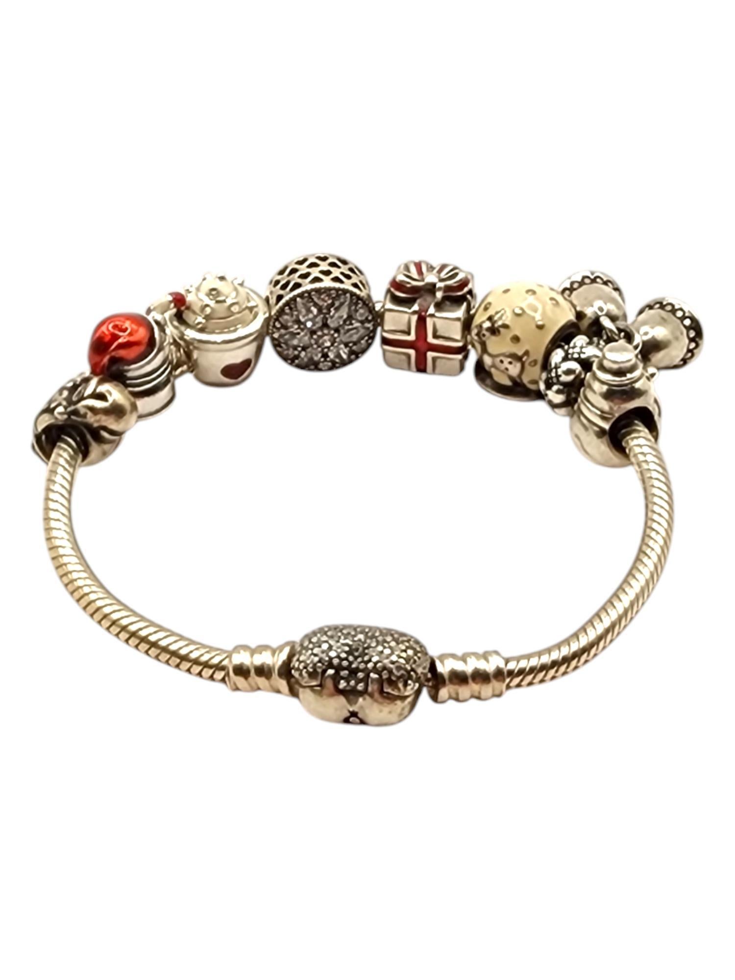 Authentic Pandora Sterling Silver Holiday Christmas Charm Bracelet #19923 1