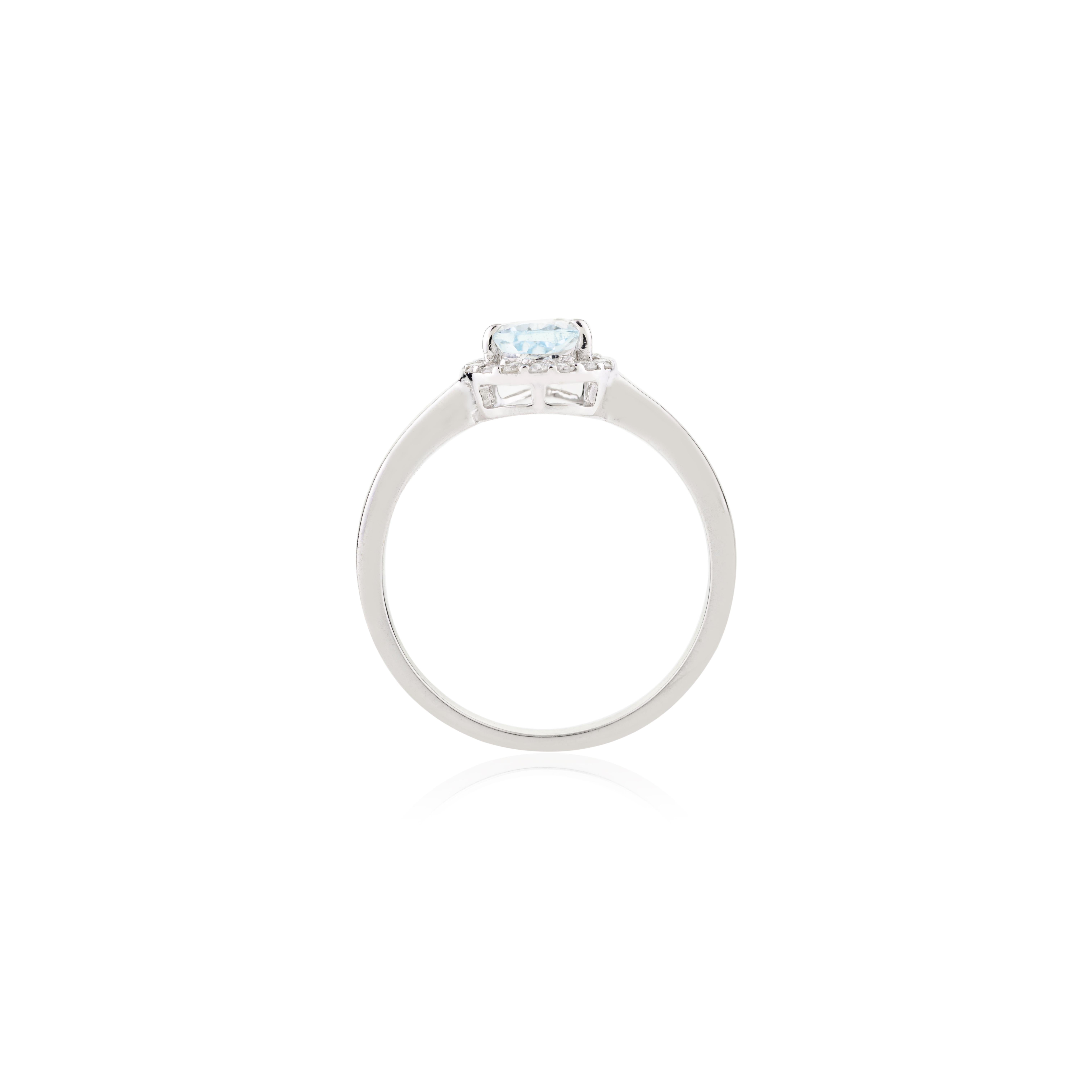En vente :  Bague de mariage authentique aigue-marine poire avec diamants en or blanc massif 14 carats 8