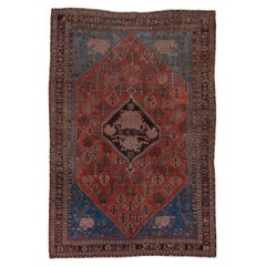 Antique Authentic Persian Bakhshayesh Carpet, Amazing Colors, Zanabaki Border