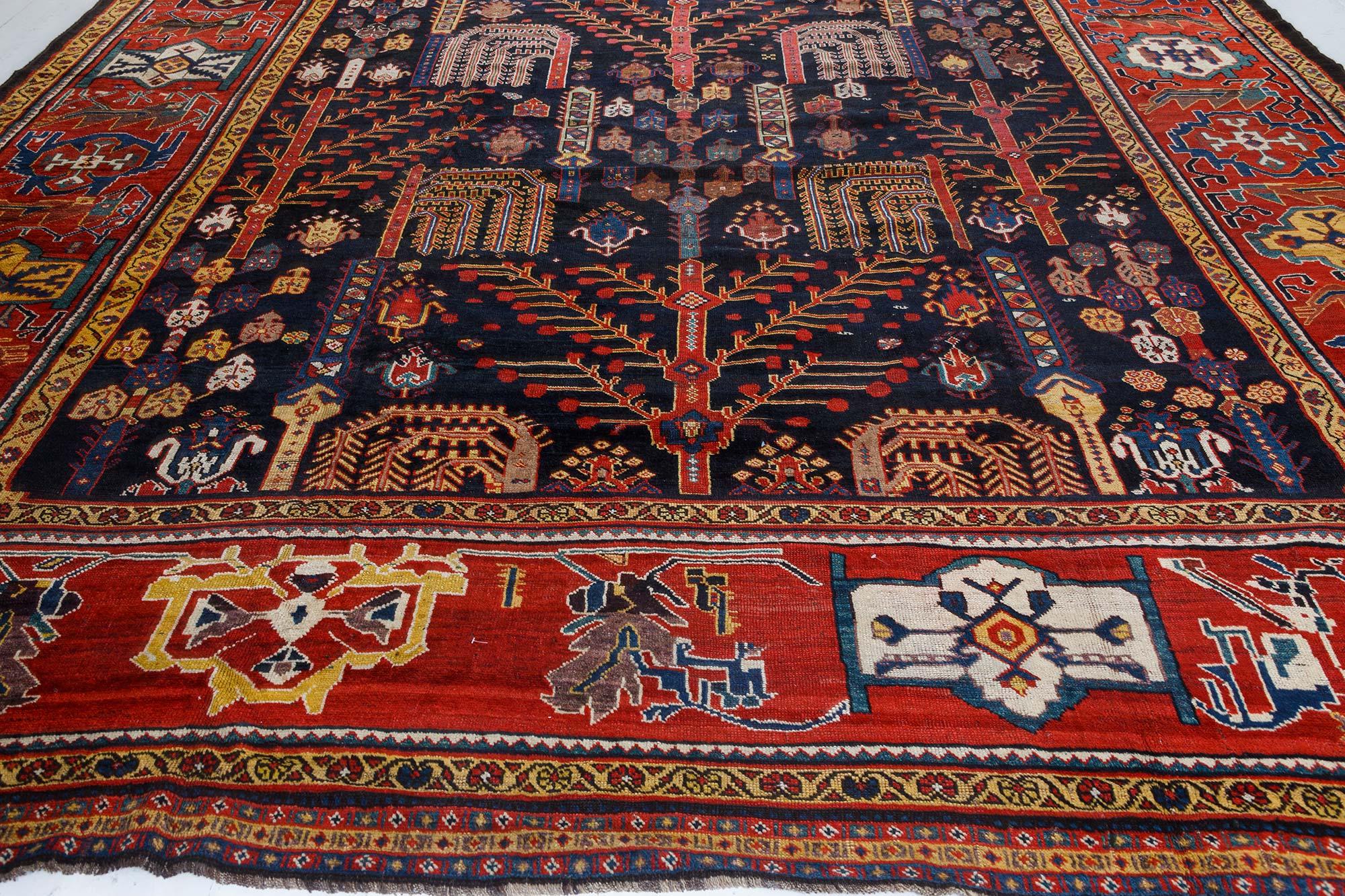 Authentic Persian Bakhtiari Red Handmade Wool Rug For Sale 1