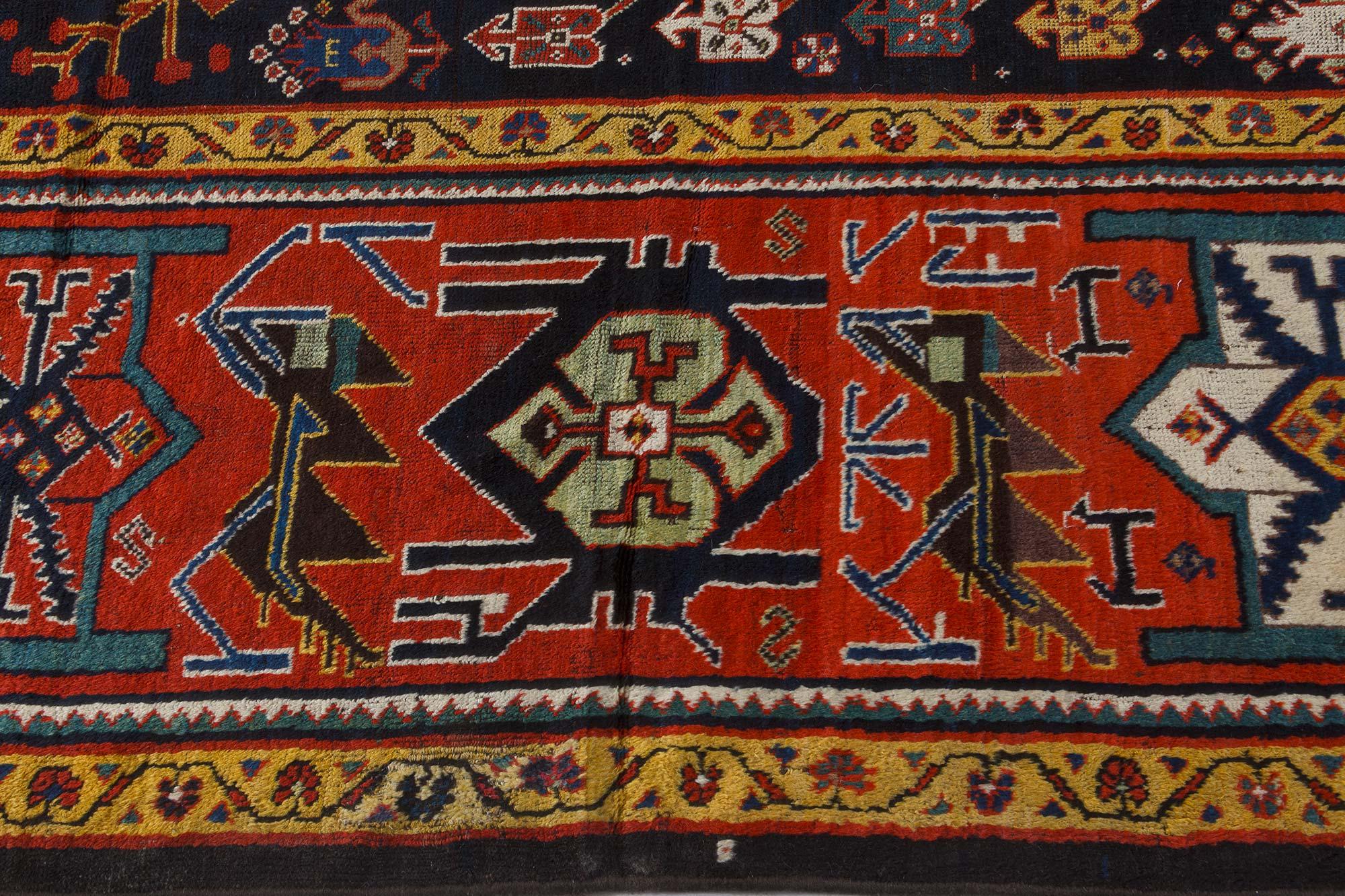 Authentic Persian Bakhtiari Red Handmade Wool Rug For Sale 2