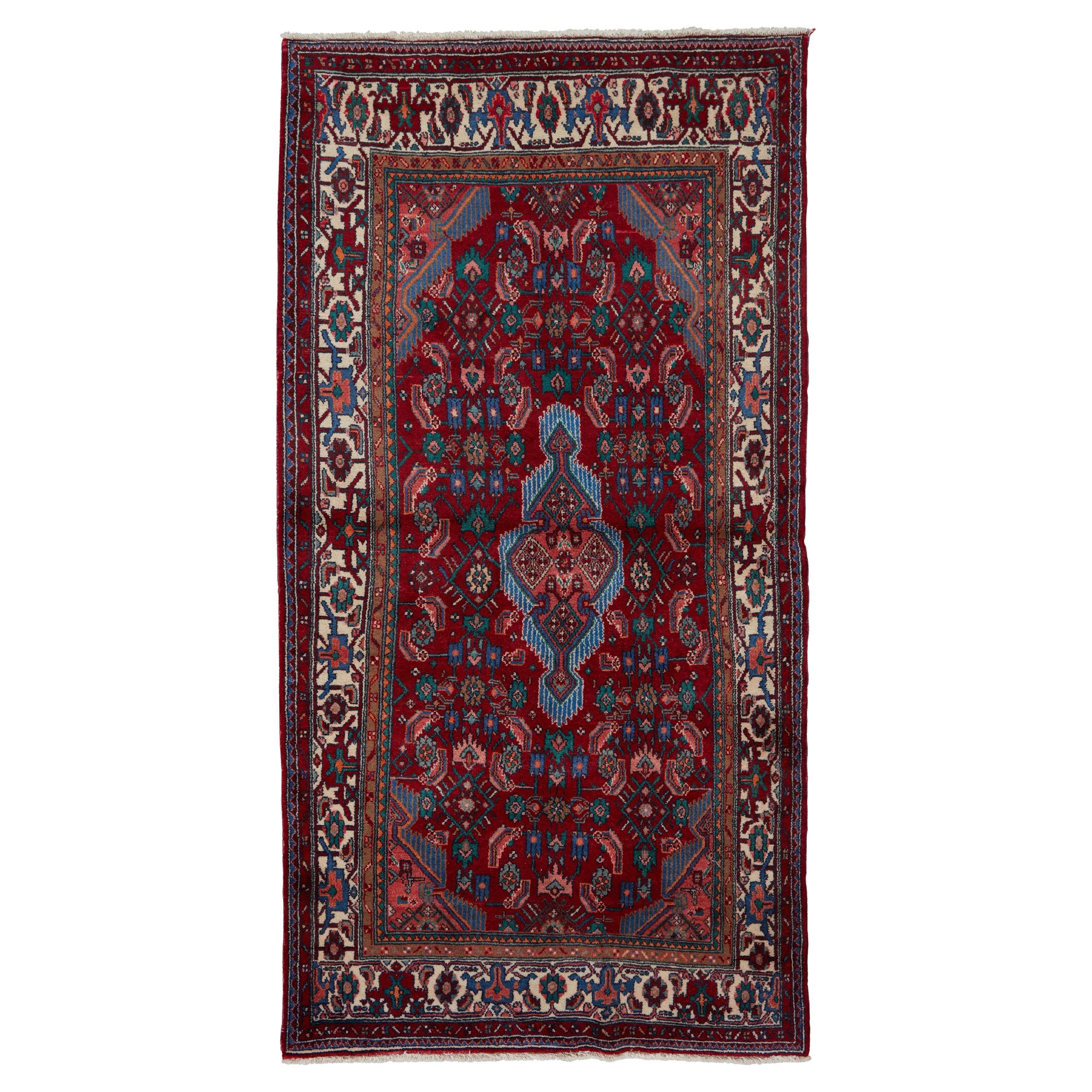 Autentico tappeto persiano Hamadan in lana annodata a mano di colore avorio 4
5" x 8
6"