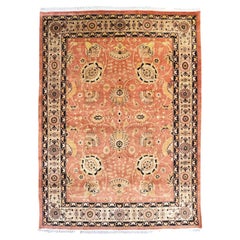 Authentic Persian Hand Knotted All Over Floral Orange Tabriz Rug