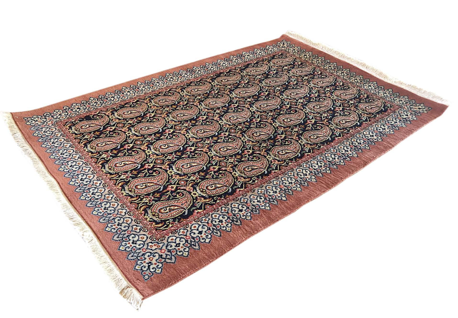 Authentic Persian Hand Knotted All Over Paisley Floral Qum Rug For Sale 2