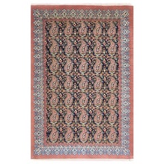 Tapis Qum authentiquement persan, noué à la main, à motifs floraux et cachemire