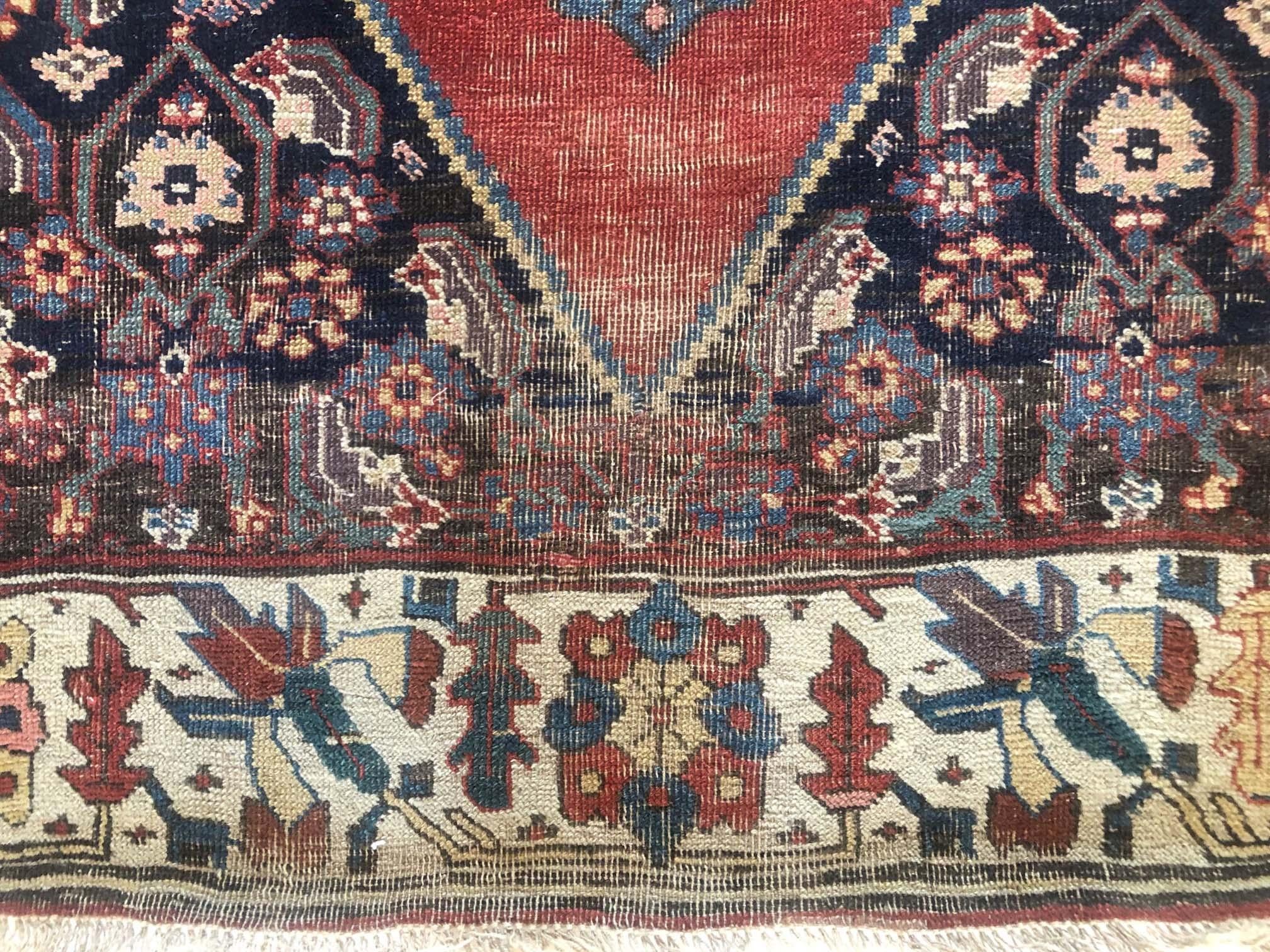 Hand-Knotted Authentic Persian Hand Knotted Antique Bijar Rug, circa 1880
