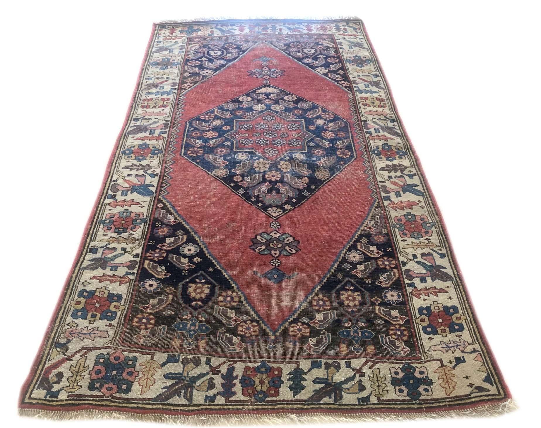 Authentic Persian Hand Knotted Antique Bijar Rug, circa 1880 In Good Condition In San Diego, CA