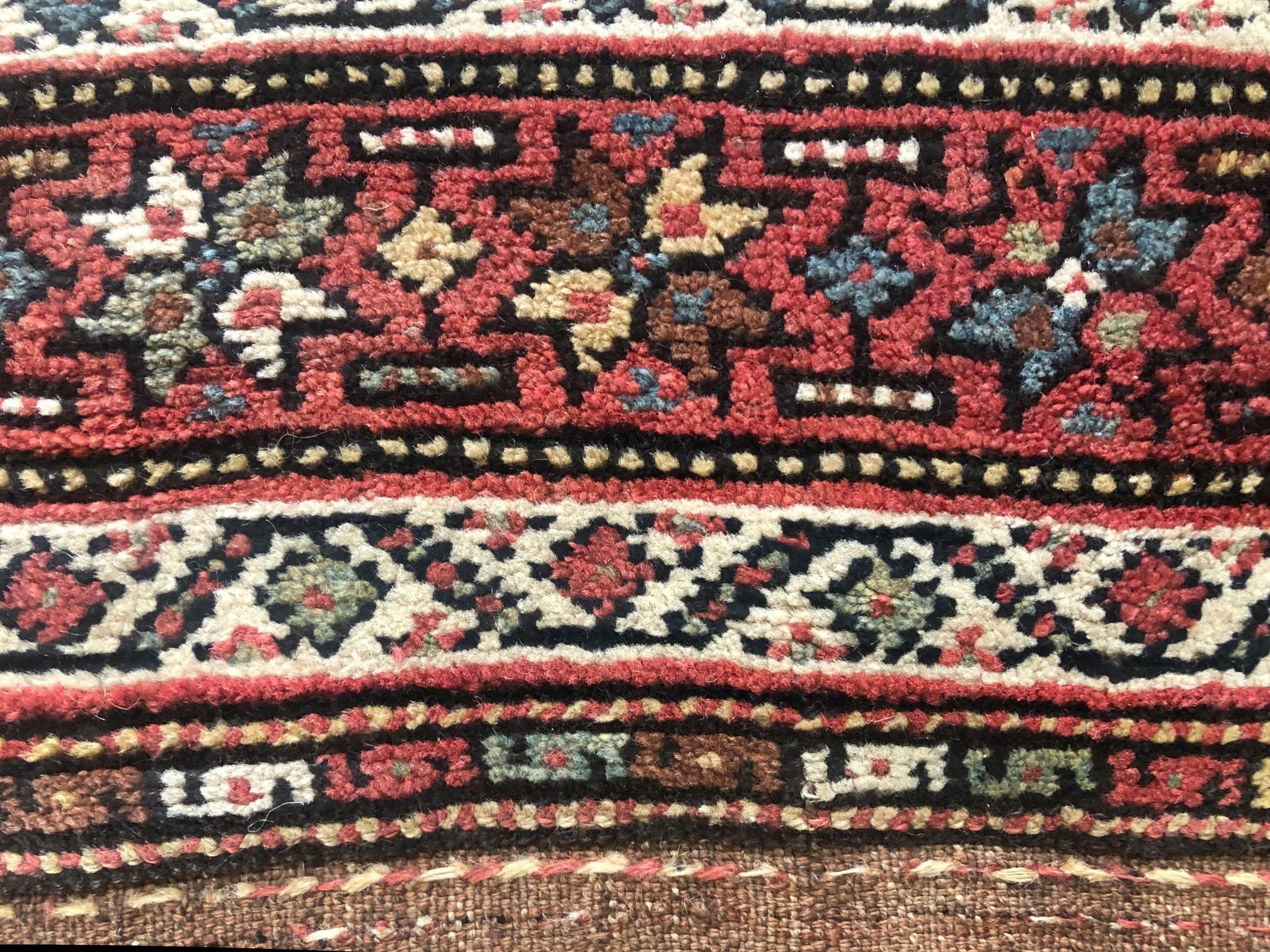 Authentic Persian Hand Knotted Antique Kurdish Rug, circa 1940 For Sale 4