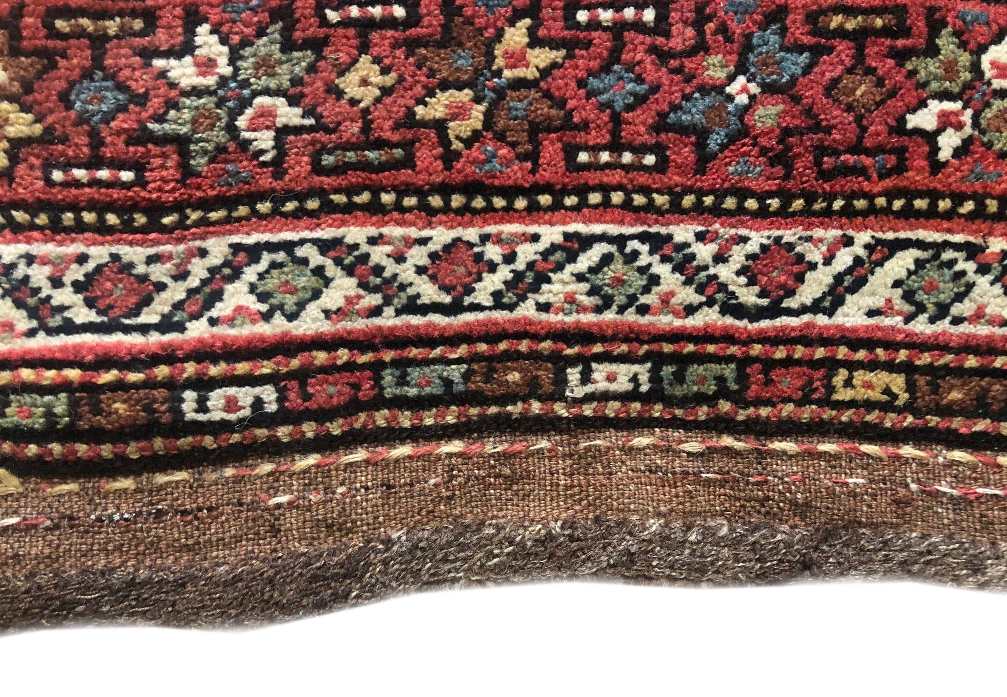 Authentic Persian Hand Knotted Antique Kurdish Rug, circa 1940 For Sale 5