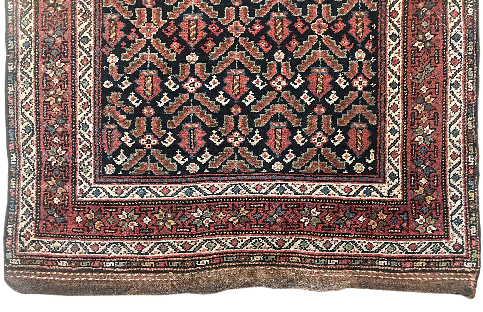 Authentic Persian Hand Knotted Antique Kurdish Rug, circa 1940 For Sale 6