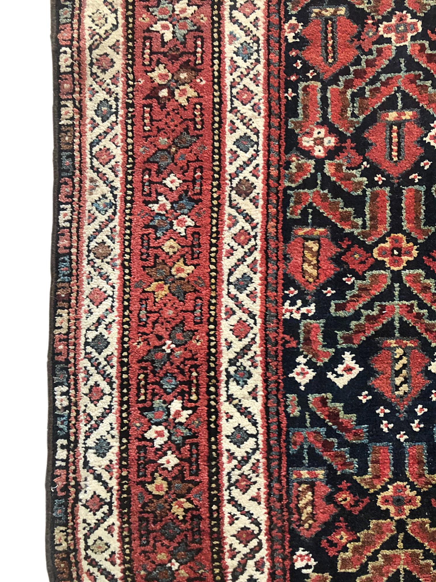 Authentic Persian Hand Knotted Antique Kurdish Rug, circa 1940 For Sale 7