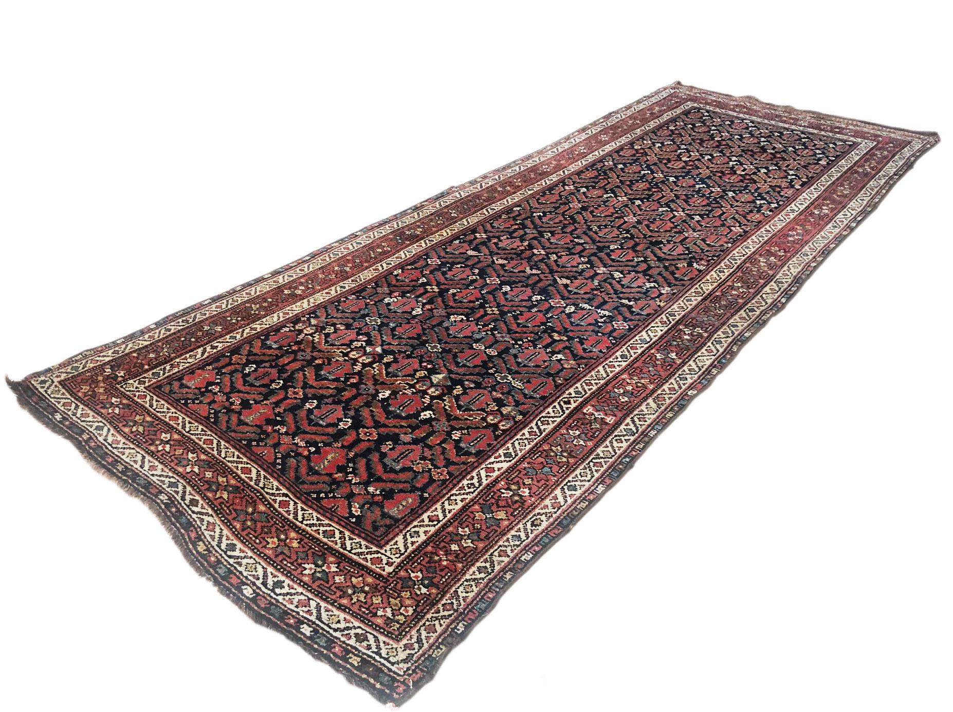 Authentic Persian Hand Knotted Antique Kurdish Rug, circa 1940 For Sale 8