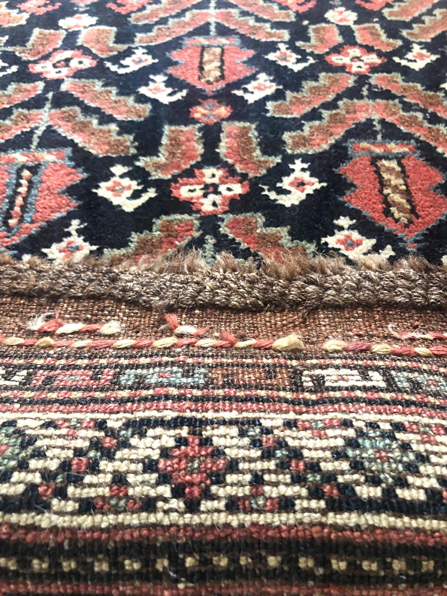 Authentic Persian Hand Knotted Antique Kurdish Rug, circa 1940 For Sale 9