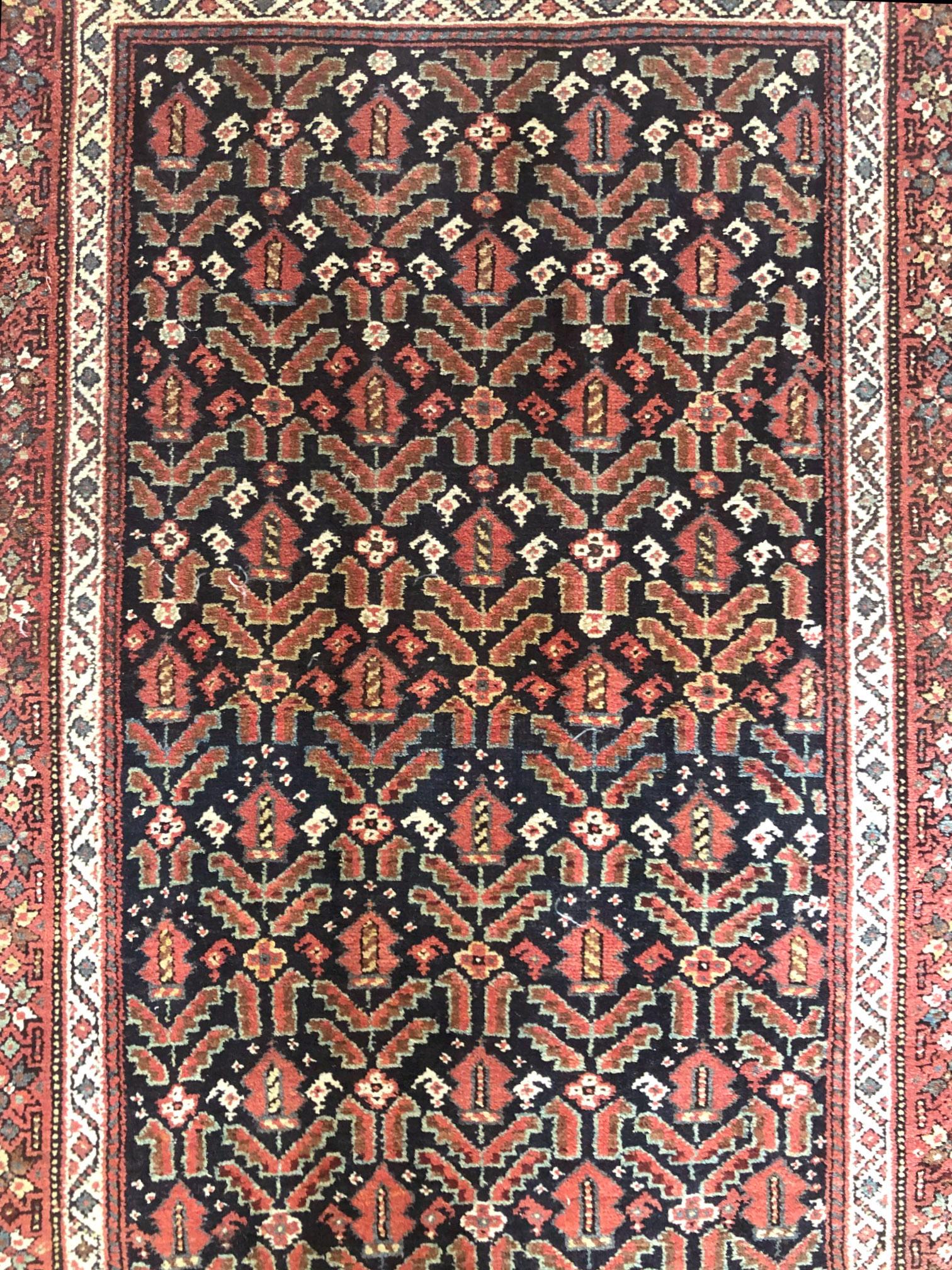 Mid-20th Century Authentic Persian Hand Knotted Antique Kurdish Rug, circa 1940 For Sale