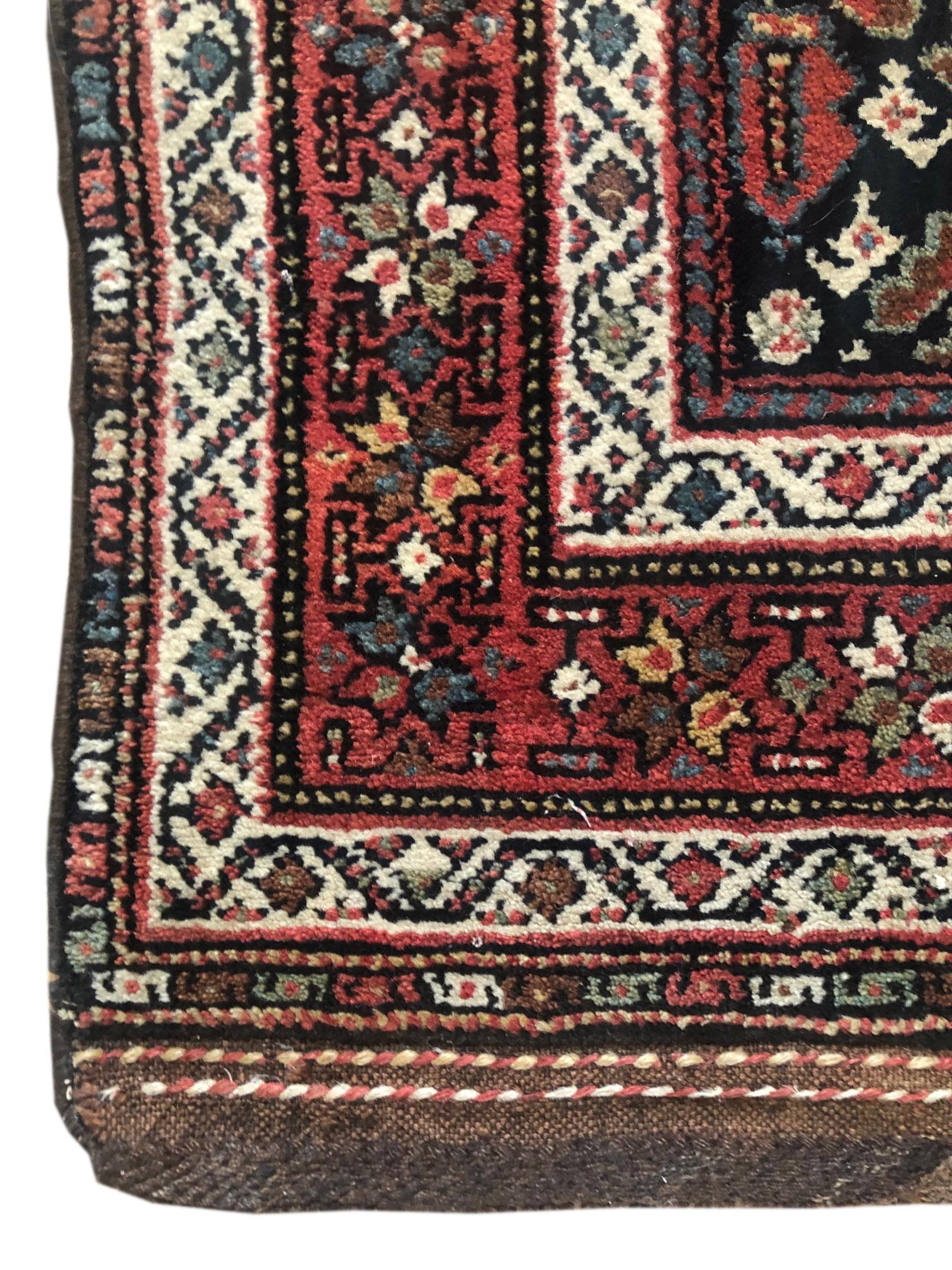 Authentic Persian Hand Knotted Antique Kurdish Rug, circa 1940 For Sale 1