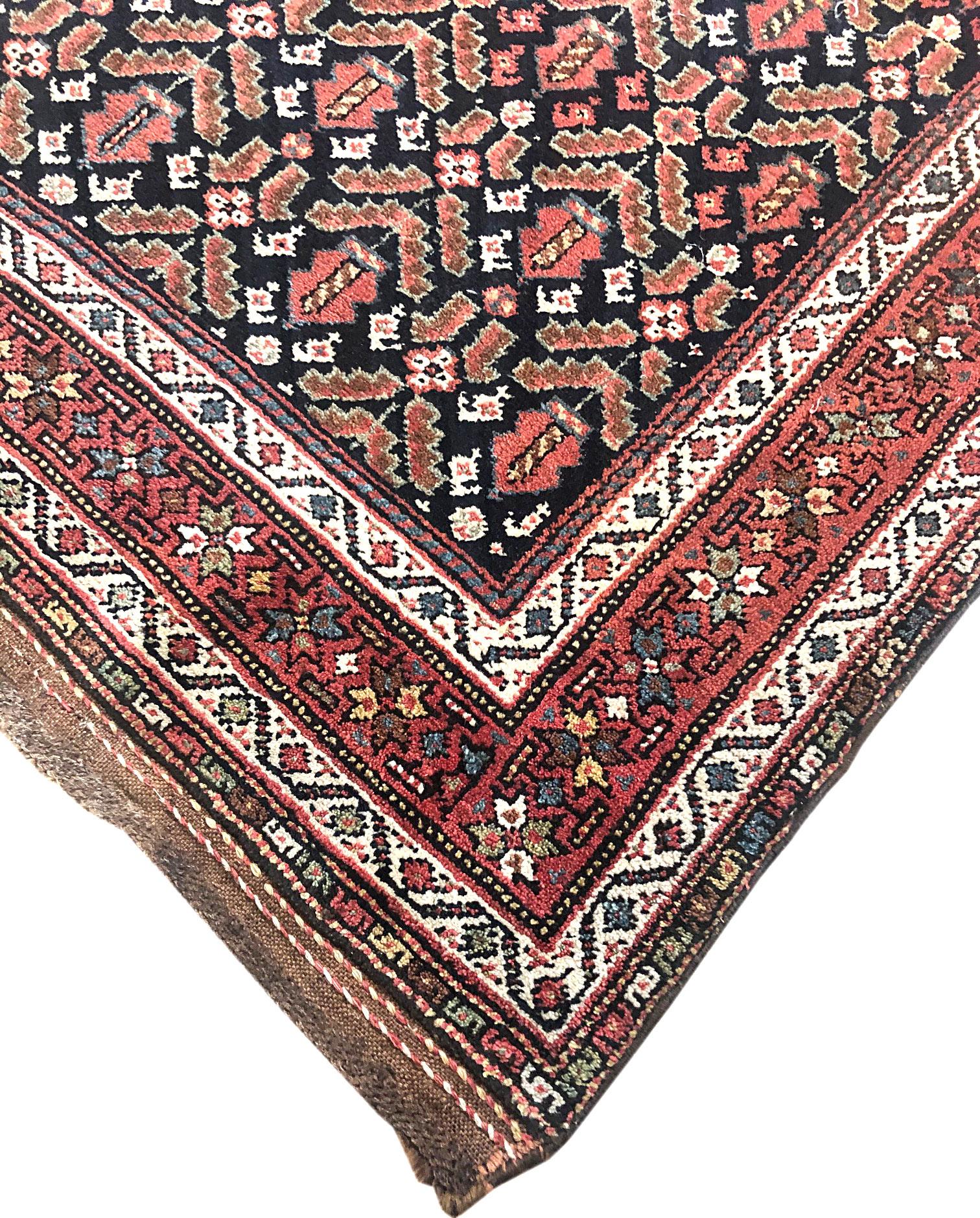 Authentic Persian Hand Knotted Antique Kurdish Rug, circa 1940 For Sale 2