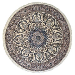 Persian Blue Round Nain  Rug