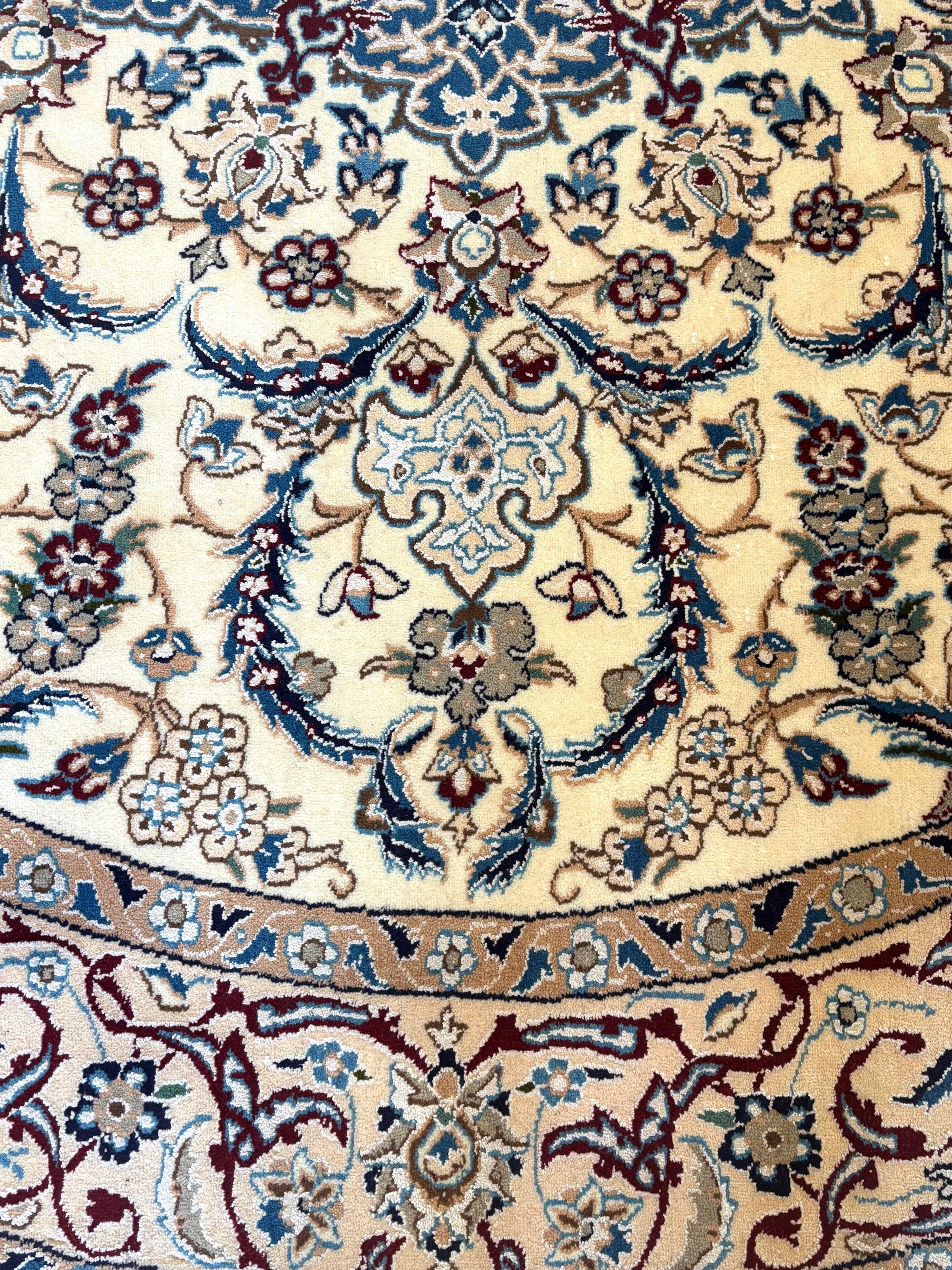 Wool Persian Blue Round Nain  Rug For Sale
