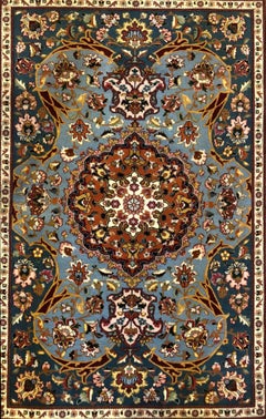 Authentic Persian Hand Knotted Floral Medallion Tabriz Rug