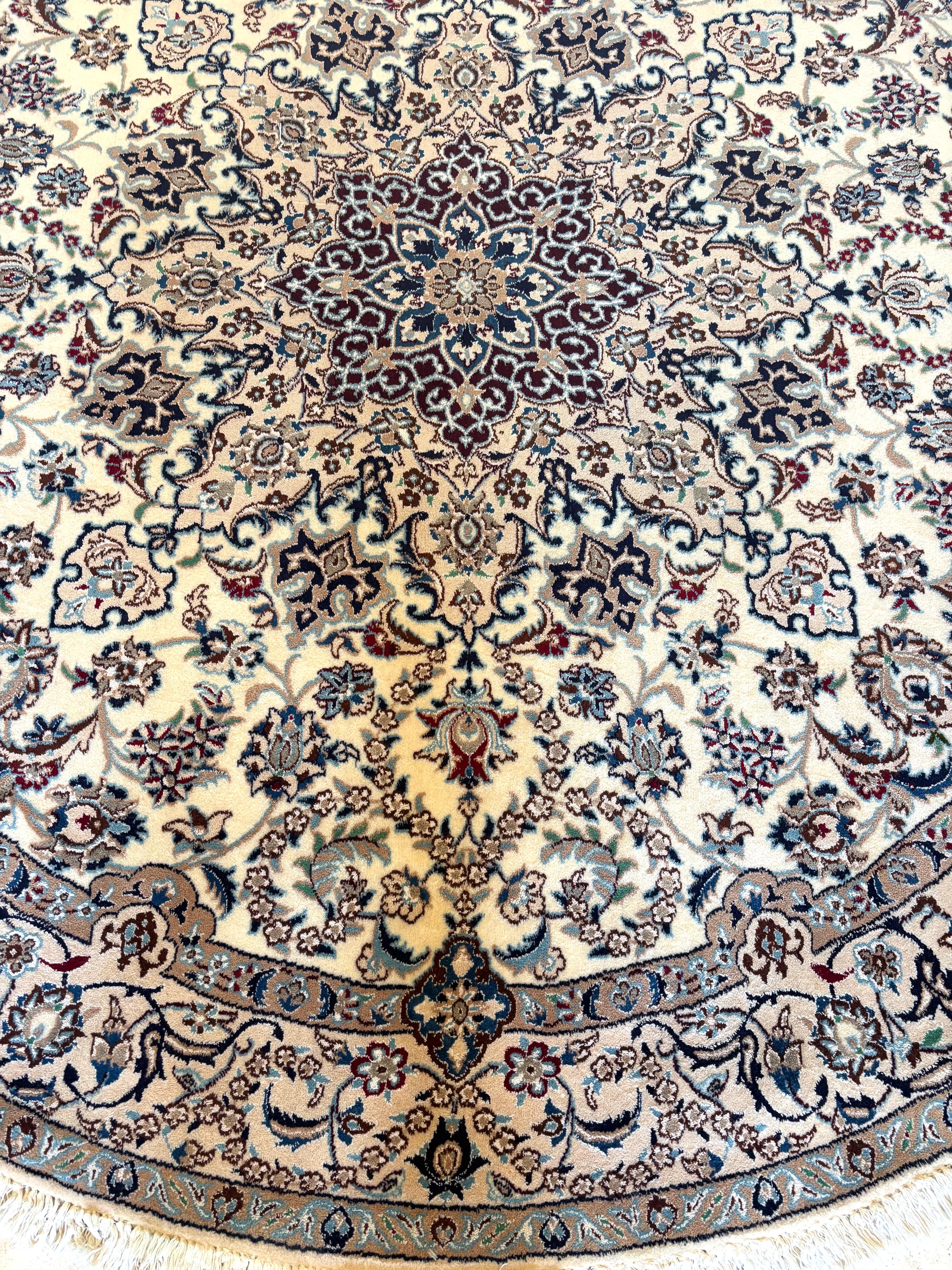 Wool Persian Blue Nain Round Rug For Sale