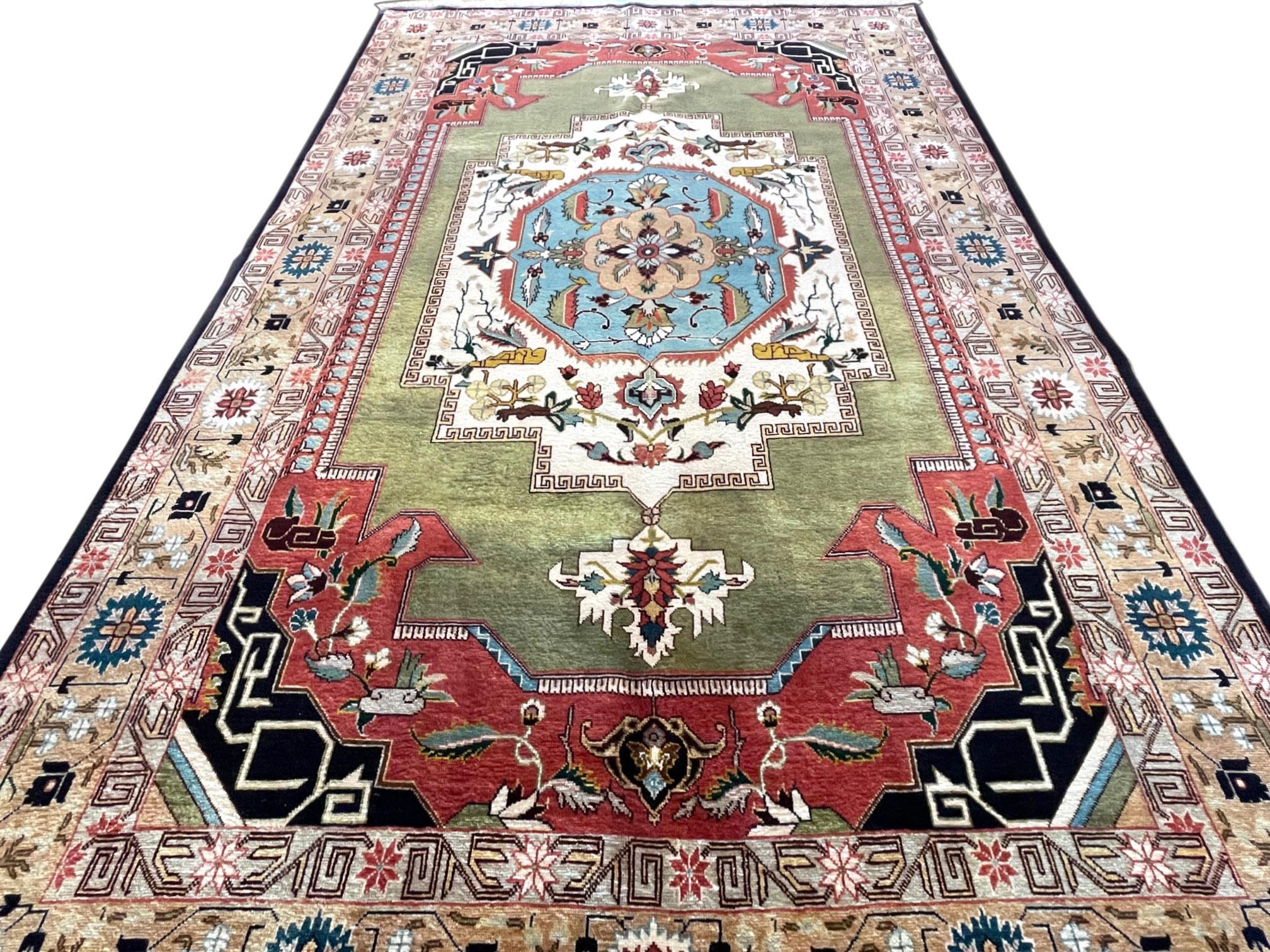 Persischer geometrischer Heriz-Teppich (Wolle) im Angebot