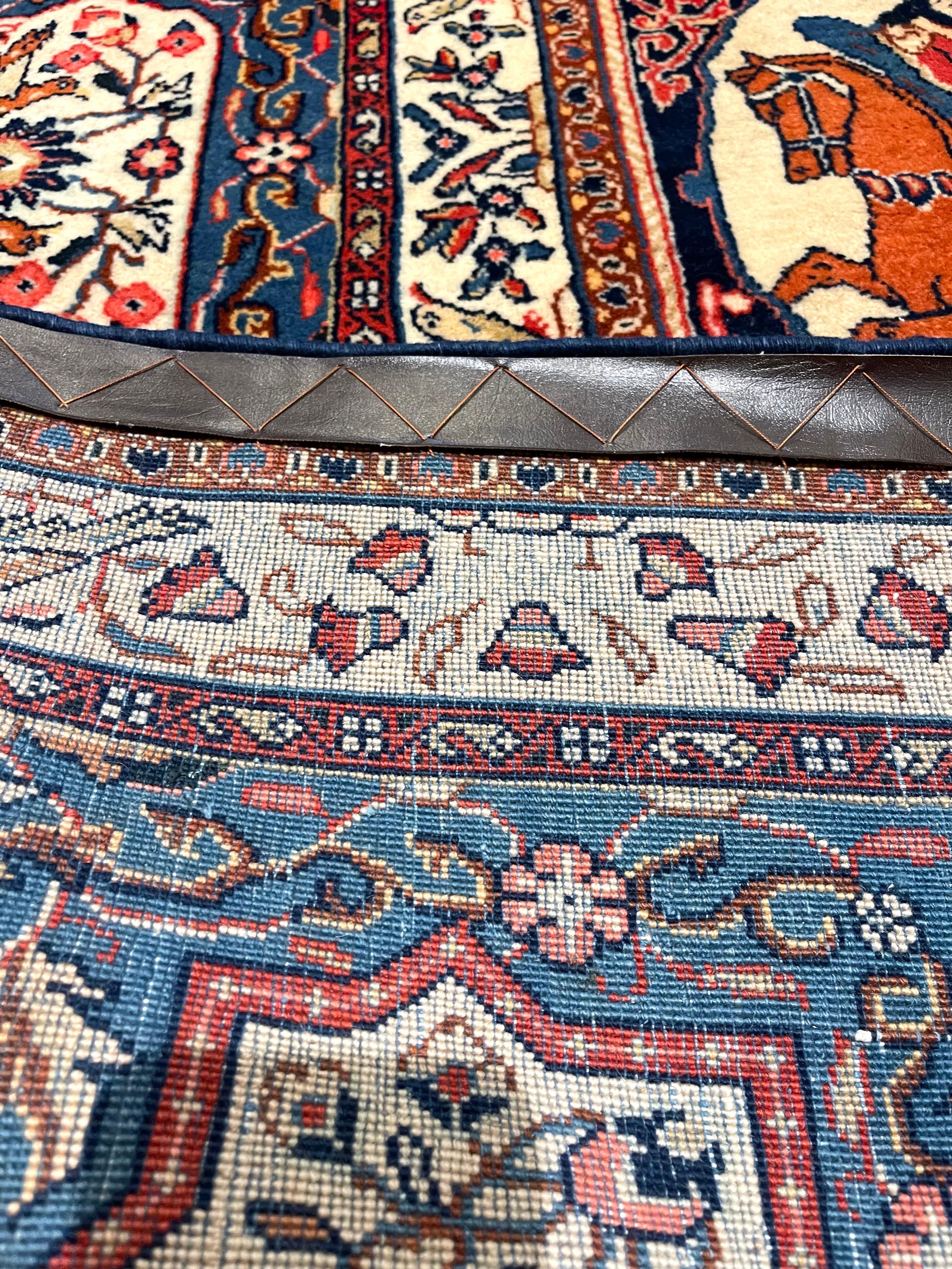 Authentischer Persischer Handgeknüpfter Medaillon Blauer Sarouk-Teppich im Angebot 5
