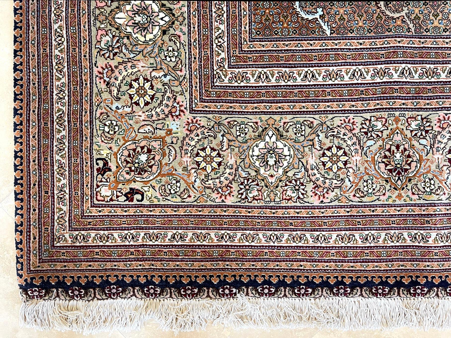 Authentic Persian Hand Knotted Medallion Fish Design 'Mahi' Silk Tabriz Rug For Sale 7
