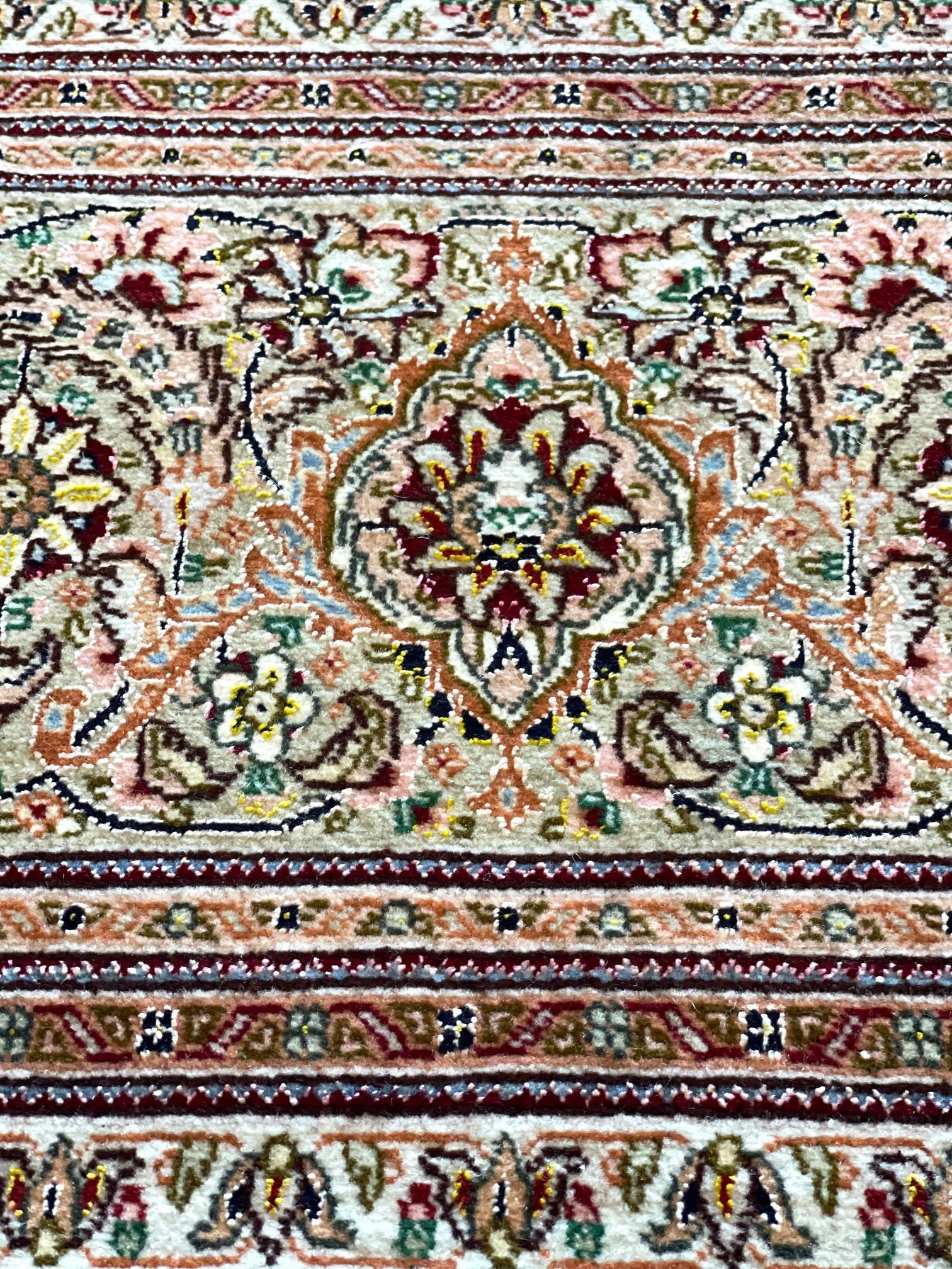Authentic Persian Hand Knotted Medallion Fish Design 'Mahi' Silk Tabriz Rug For Sale 12