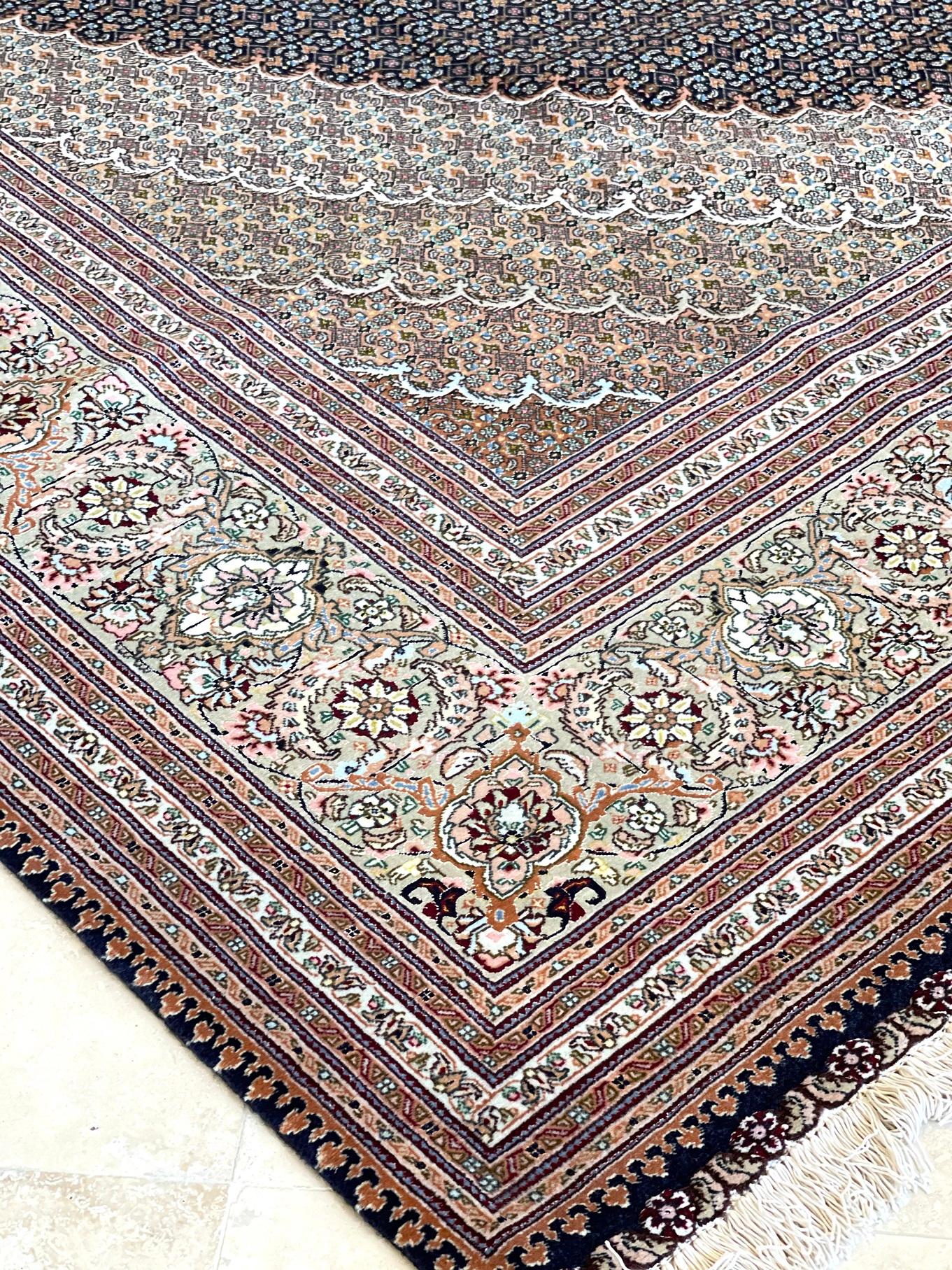 Authentic Persian Hand Knotted Medallion Fish Design 'Mahi' Silk Tabriz Rug For Sale 13