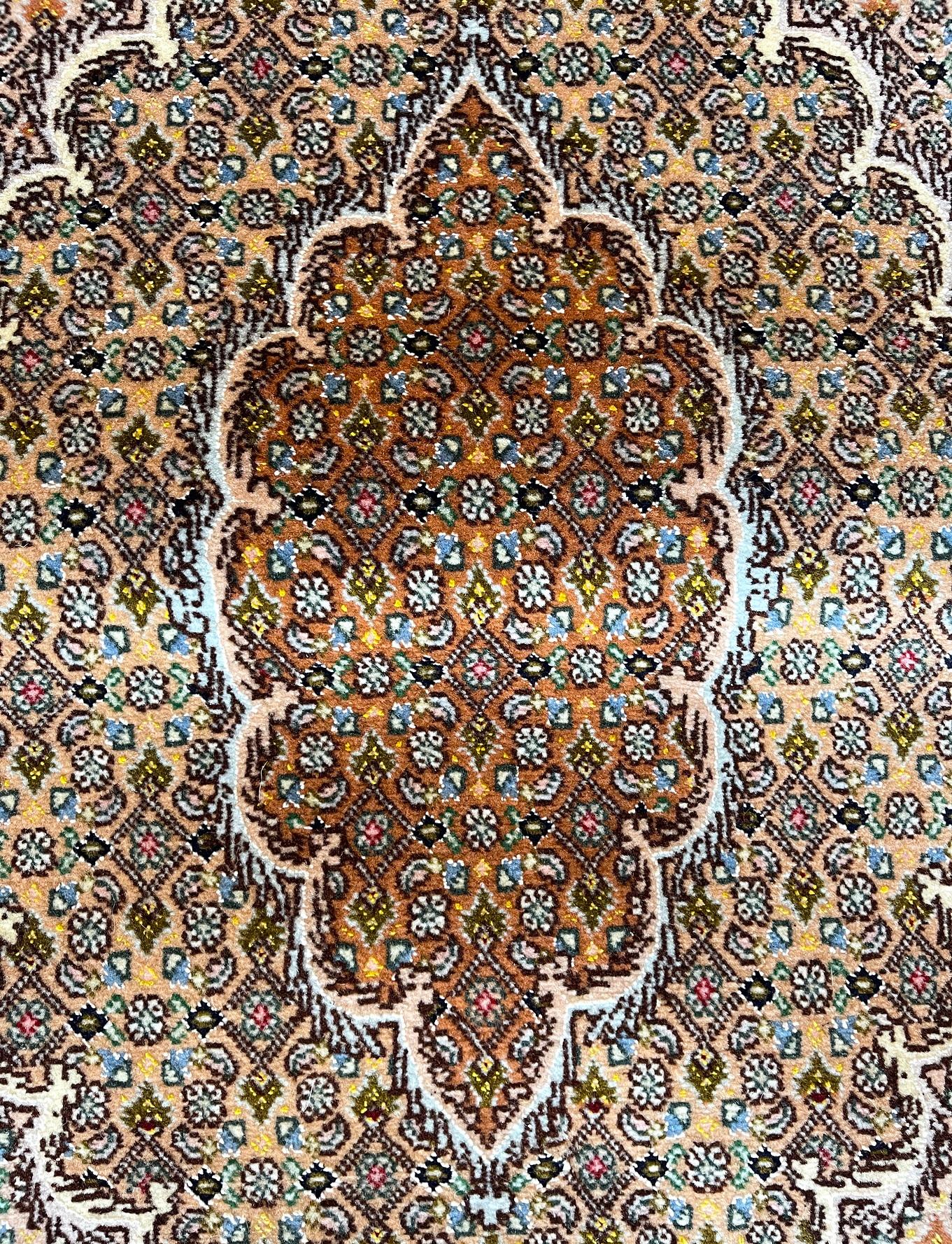 Hand-Knotted Authentic Persian Hand Knotted Medallion Fish Design 'Mahi' Silk Tabriz Rug For Sale