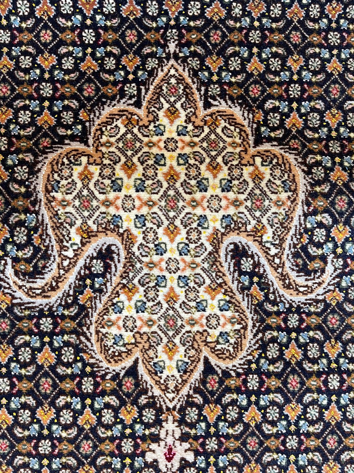 Authentic Persian Hand Knotted Medallion Fish Design 'Mahi' Silk Tabriz Rug For Sale 1
