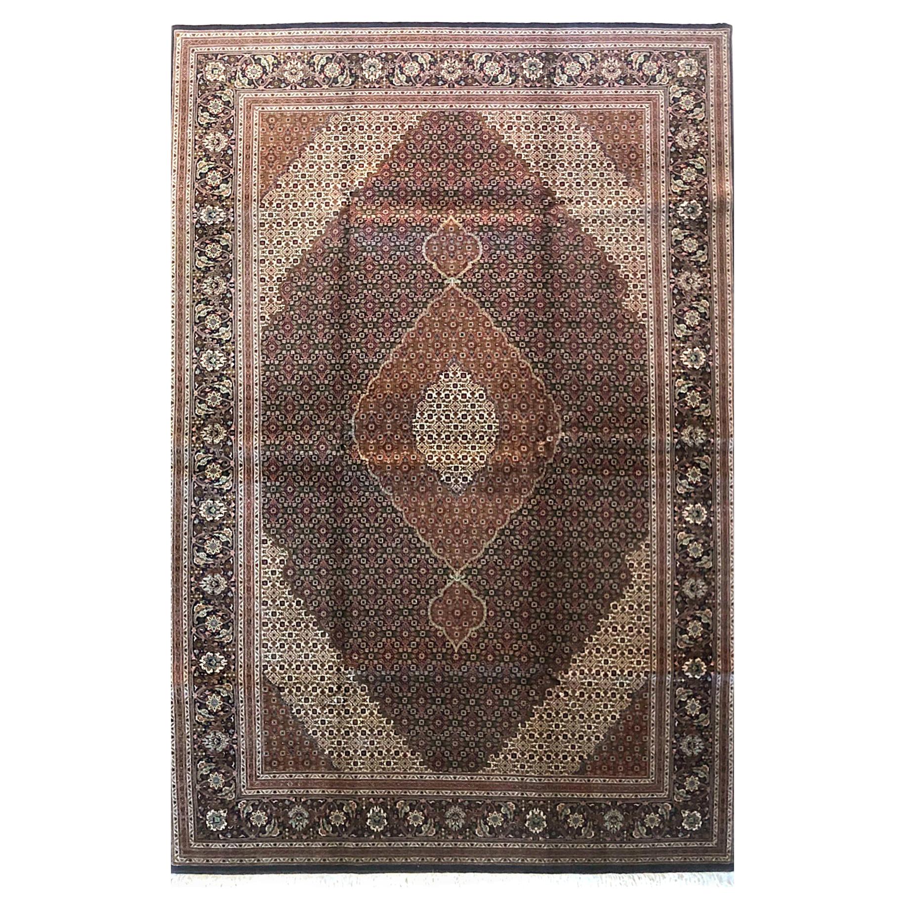 Authentic Persian Hand Knotted Medallion Fish Design 'Mahi' Tabriz Rug For Sale