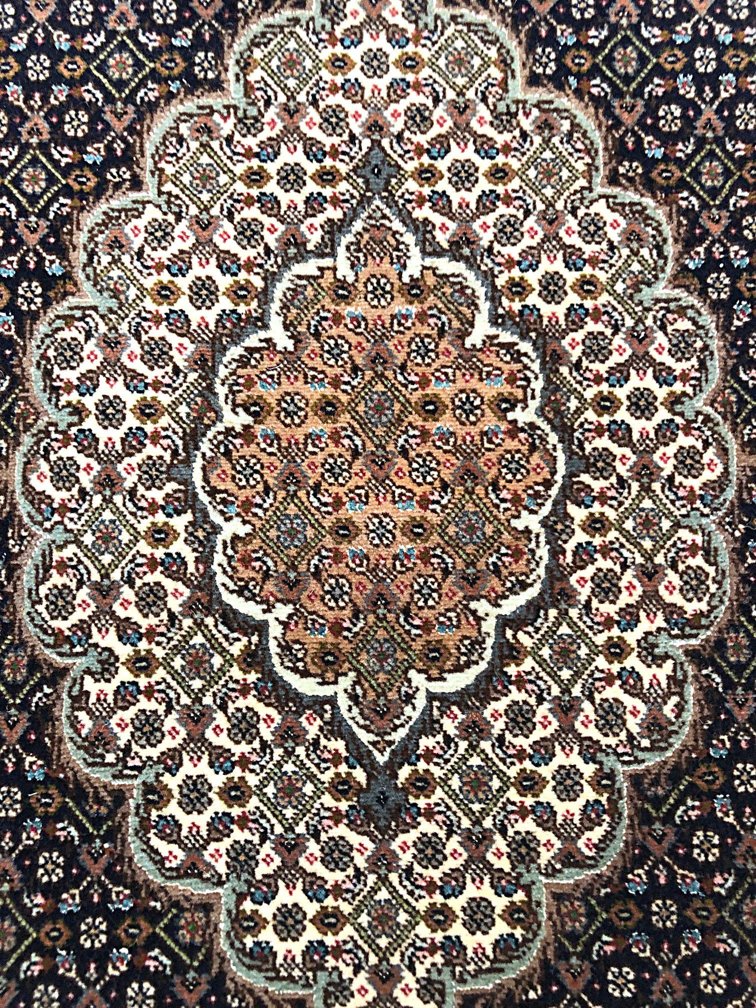 Contemporary Authentic Persian Hand Knotted Medallion Fish Design 'Mahi' Tabriz Runner Rug For Sale
