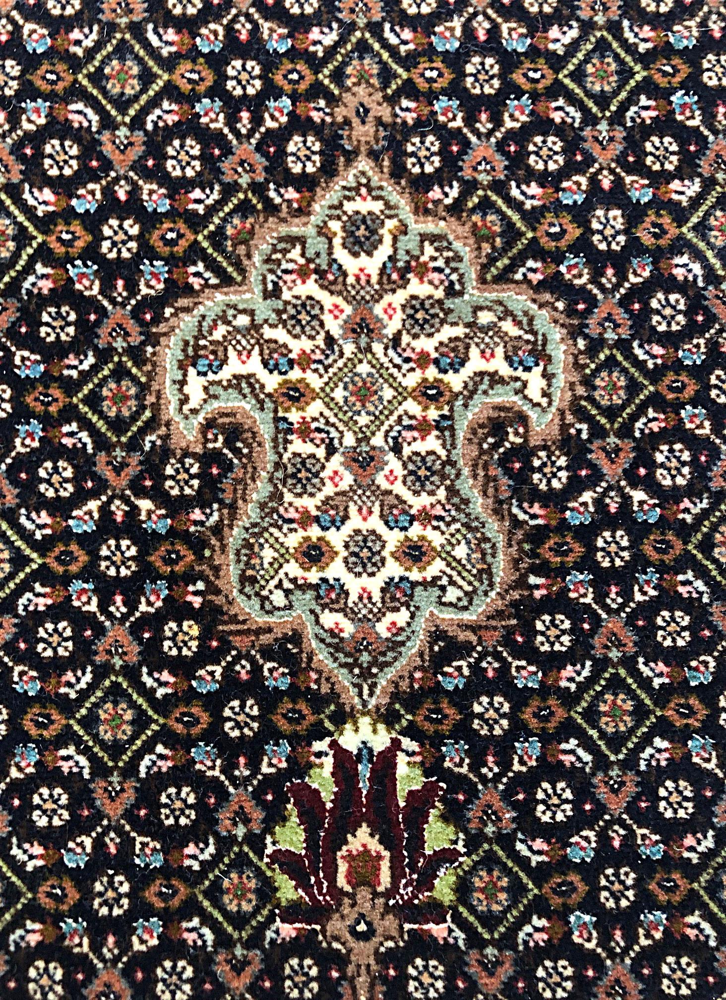 Wool Authentic Persian Hand Knotted Medallion Fish Design 'Mahi' Tabriz Runner Rug For Sale