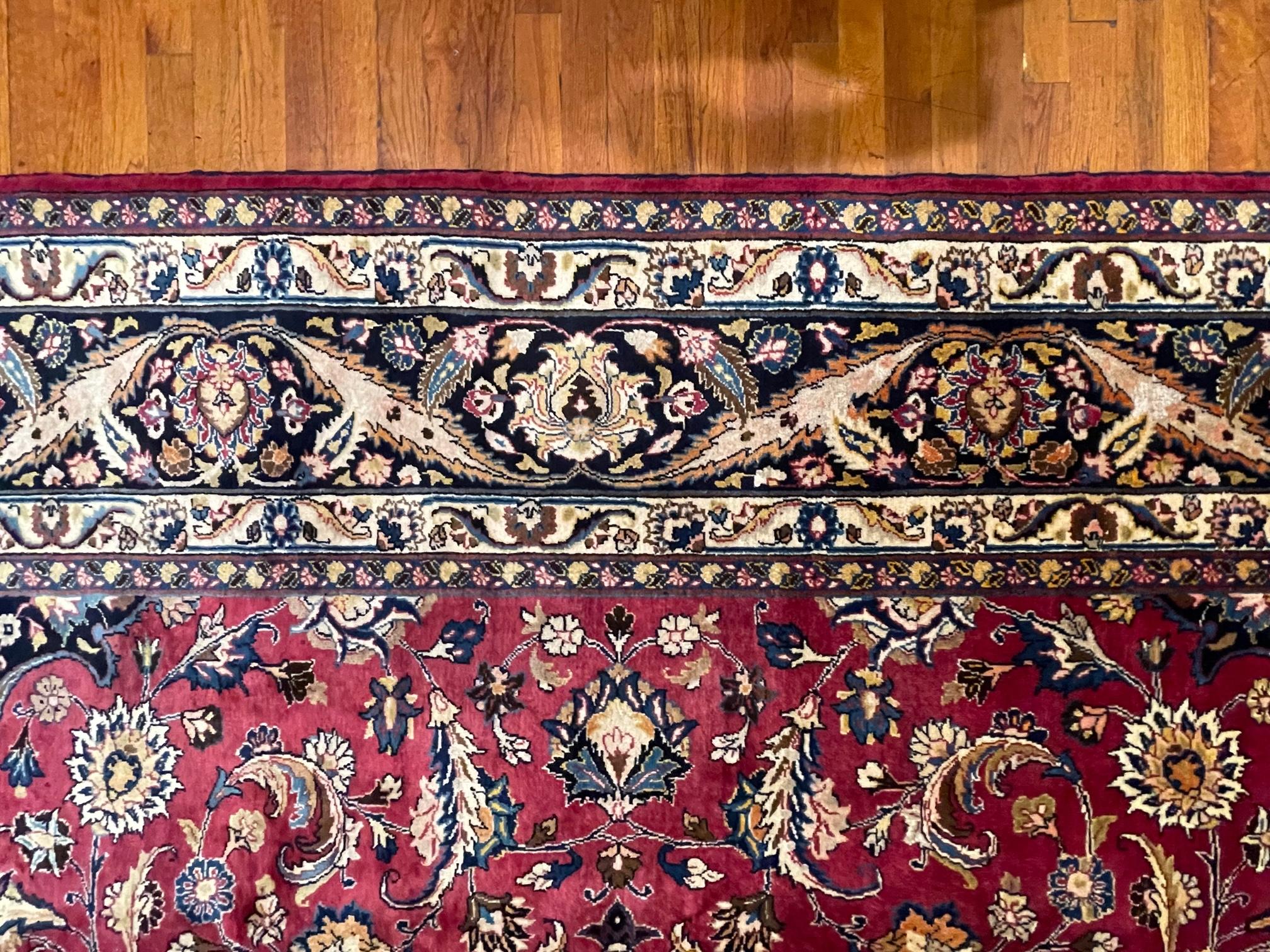 Authentischer persischer handgeknüpfter Medaillon-Teppich in geblümtem Mashad-Muster, um 1960 im Angebot 4