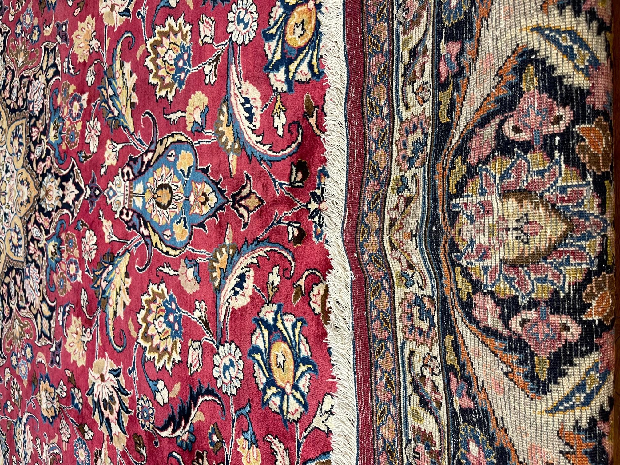 Authentischer persischer handgeknüpfter Medaillon-Teppich in geblümtem Mashad-Muster, um 1960 im Angebot 5