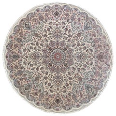 Authentic Persian Hand Knotted Medallion Floral Tabriz Round Rug