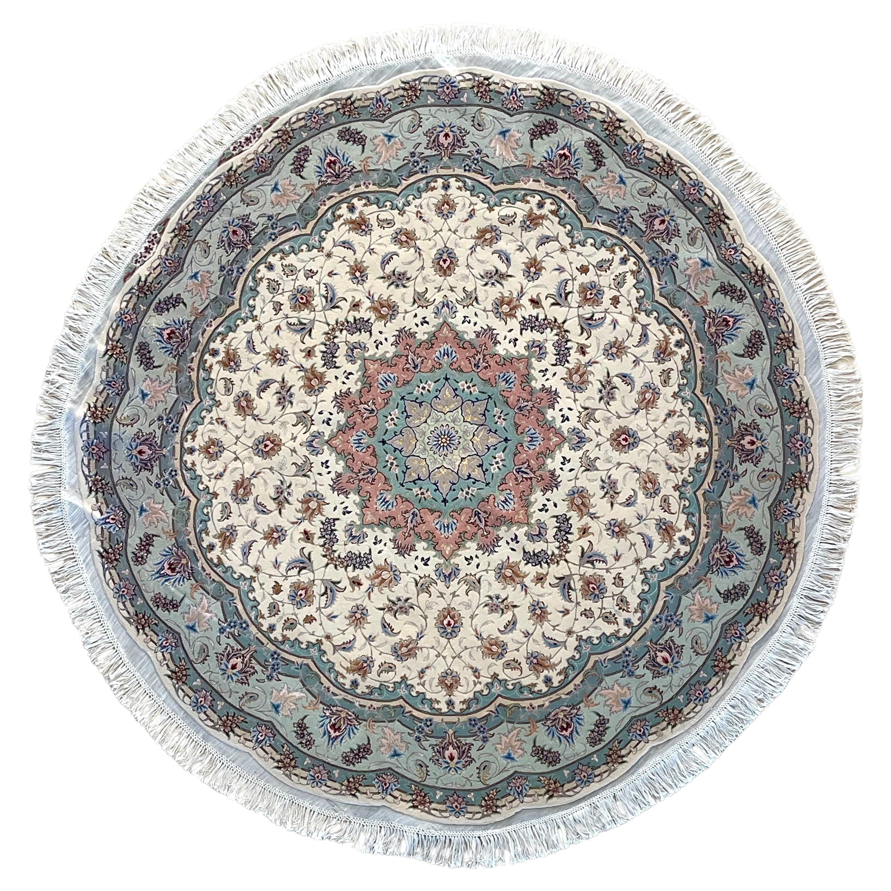 Persian Floral Tabriz Round Rug