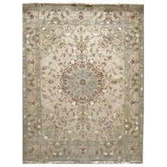 Authentic Persian Hand Knotted Medallion Floral Tabriz Rug