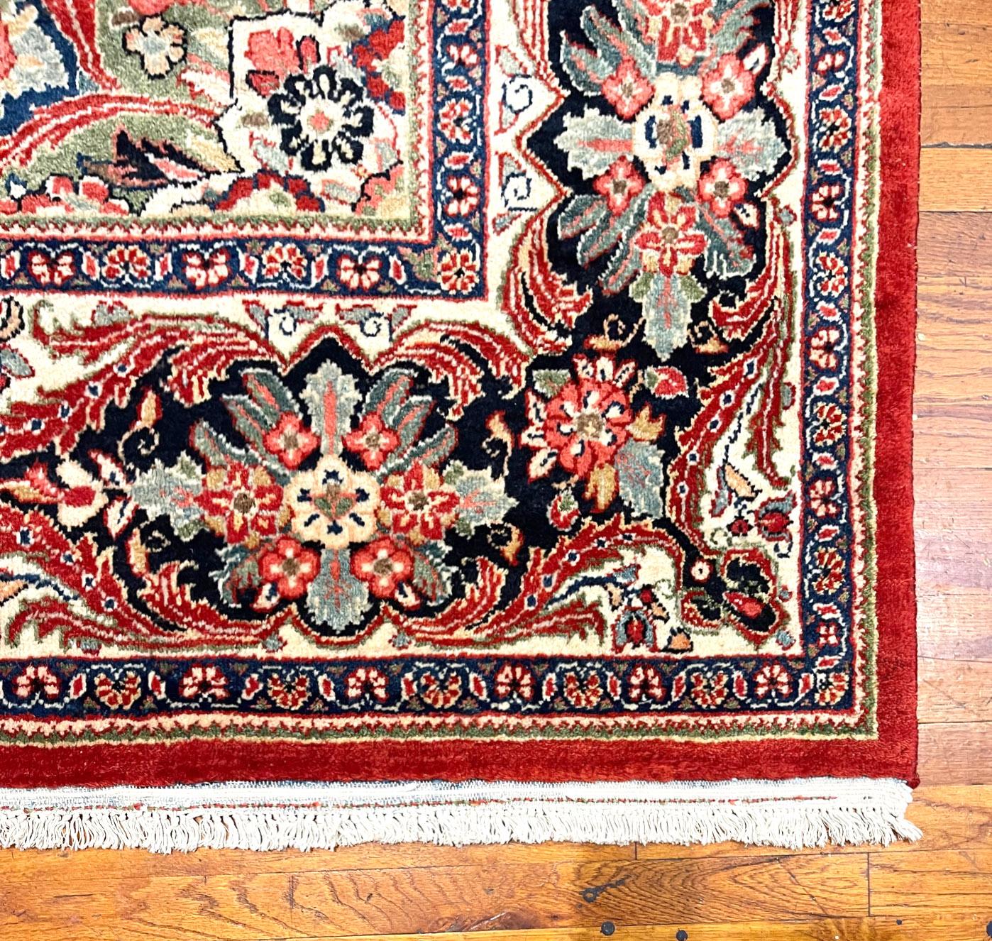 Authentic Persian Hand Knotted Red Floral Sarouk Mahal Rug, circa 1960 For Sale 5