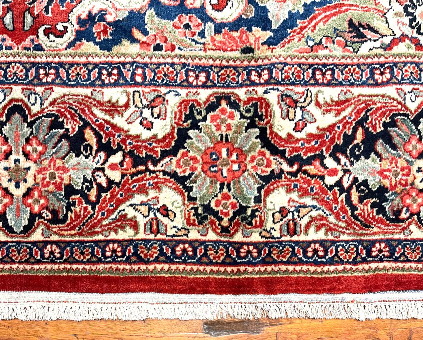 Authentique tapis persan Sarouk Mahal à fleurs rouges nouées à la main, vers 1960 en vente 5