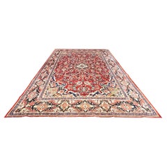 Authentic Persian Hand Knotted Red Floral Sarouk Mahal Rug, circa 1960